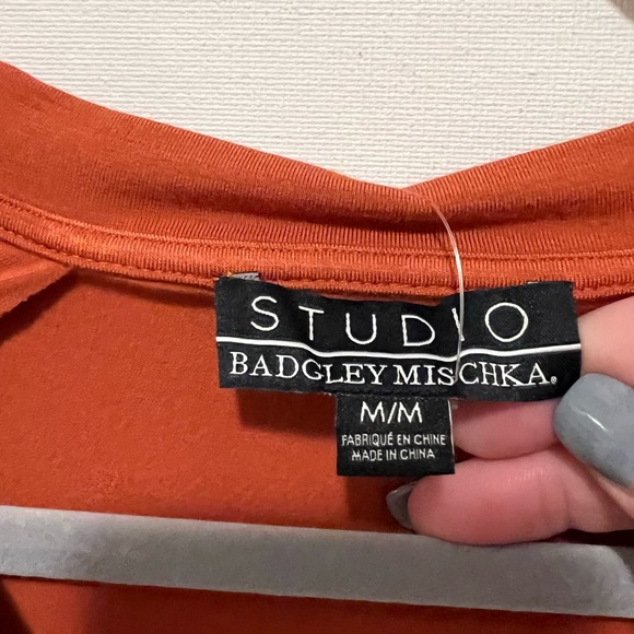 13. SP And 14. M/M Studio Badgley Mischka dark Orange bodysuit, shoulder pads - Picture 5 of 16